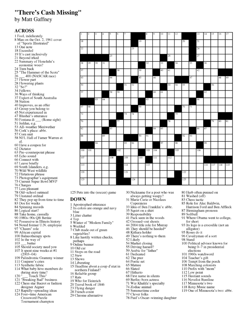 11 Best Photos Of New York Times Crossword Puzzles Printable New 