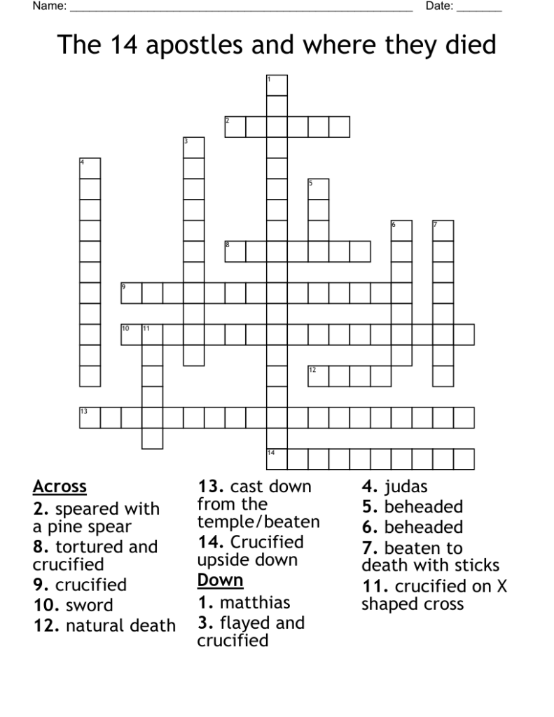 12 Apostles Crossword WordMint