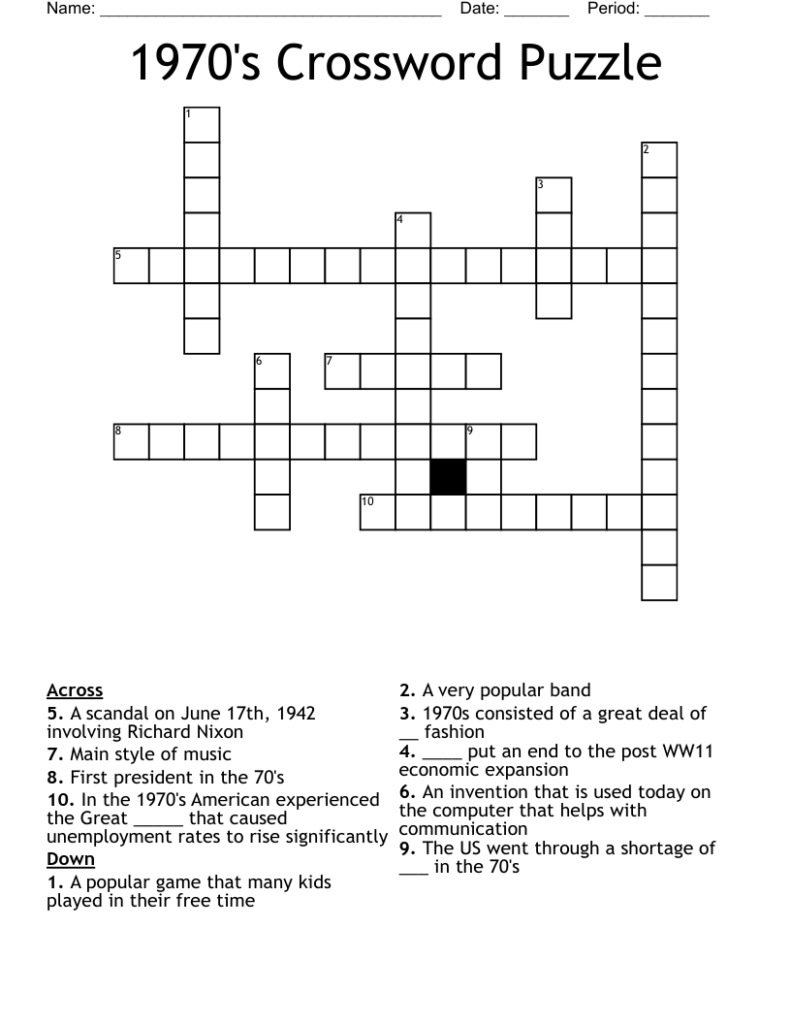 1970 s Crossword Puzzle WordMint