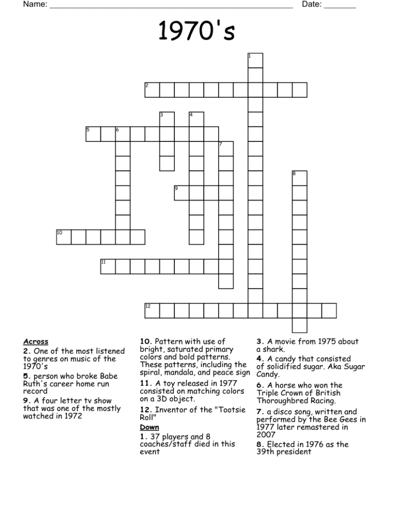 1970 s Crossword WordMint