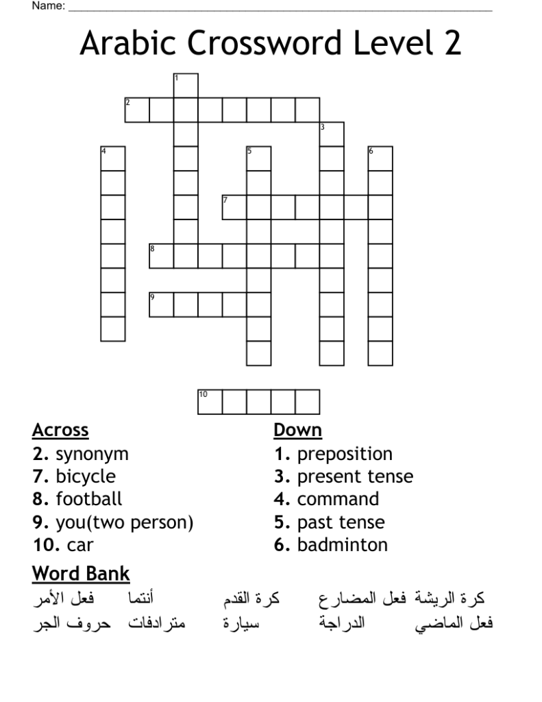 1st Letter Of Arabic Alphabet Crossword