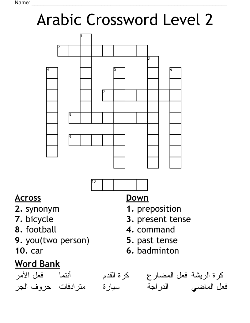 1st Letter Of Arabic Alphabet Crossword