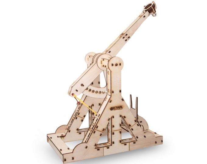 3d Wooden Puzzle Medieval Catapult Trebuchet Mechanical Model Kit 