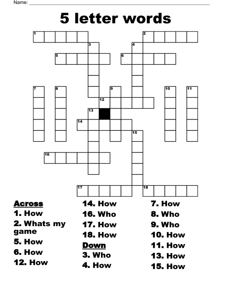 5 Letter Words Crossword WordMint