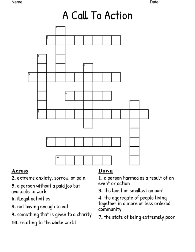 A Call To Action Crossword WordMint