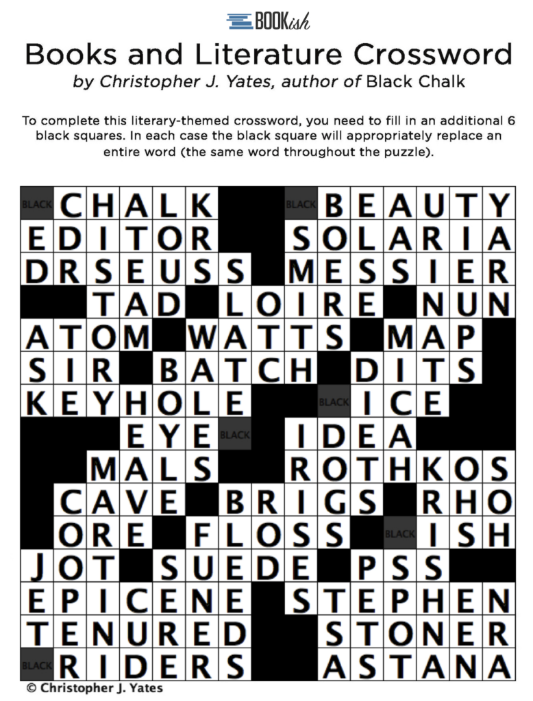 A Literary Crossword Puzzle From Thriller Author Christopher J 