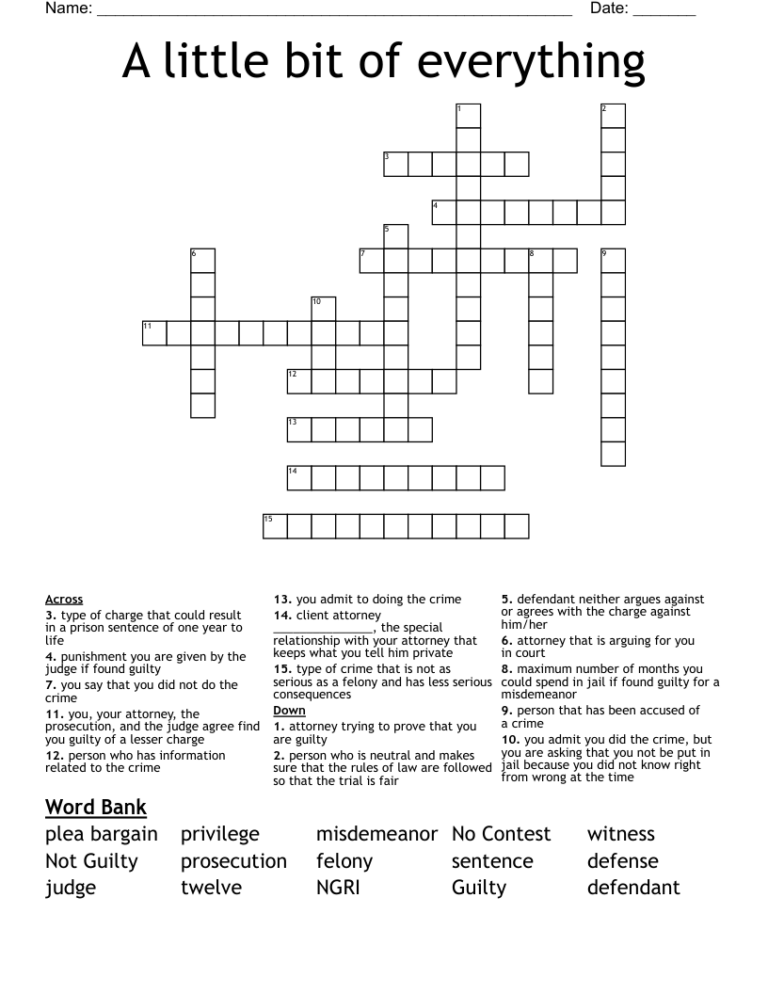 A Little Bit Of Everything Crossword WordMint