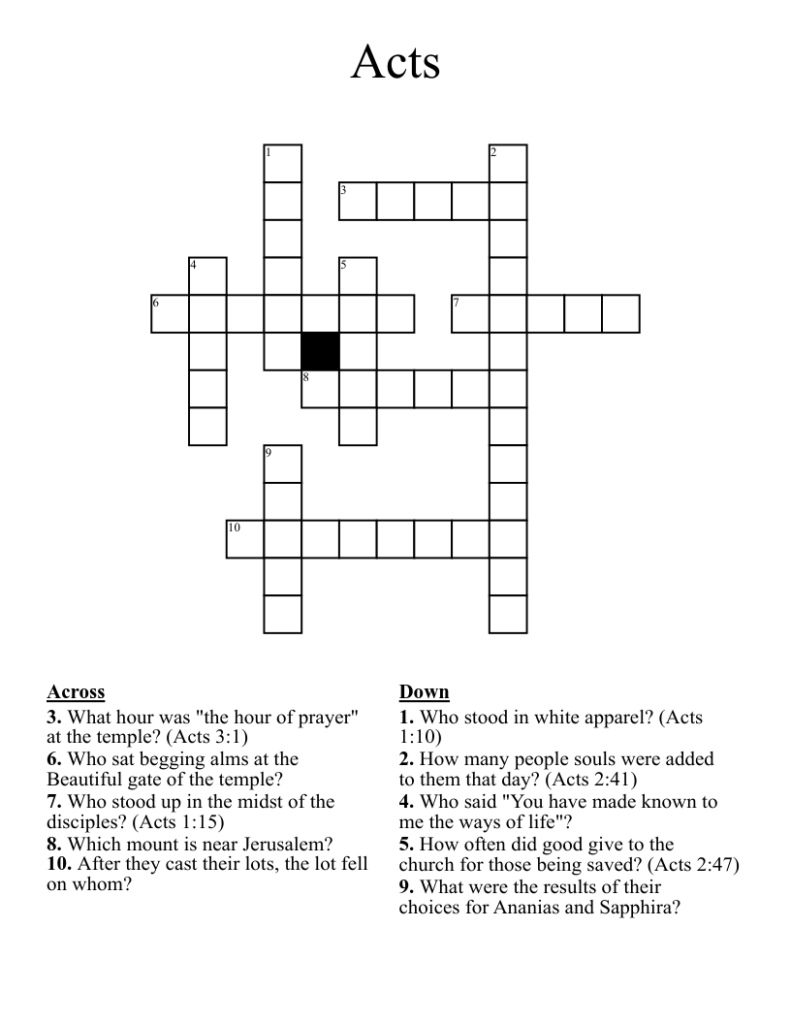 Acts Crossword WordMint