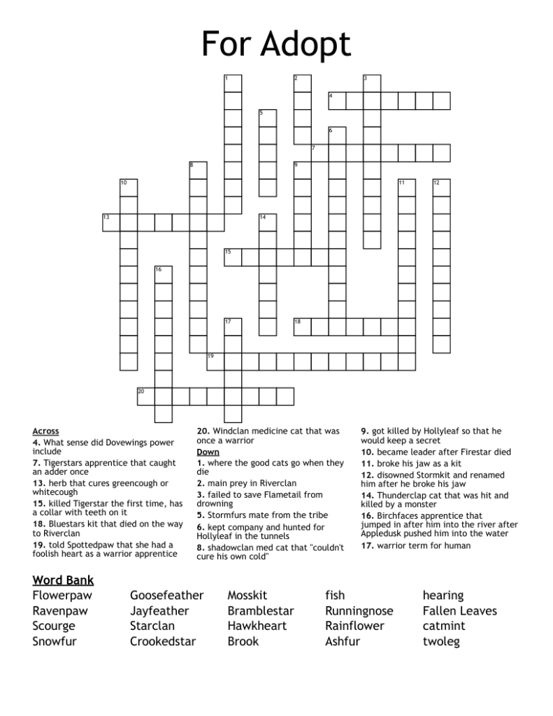 Adopt Crossword Puzzle Clue Promotoroleafblowers