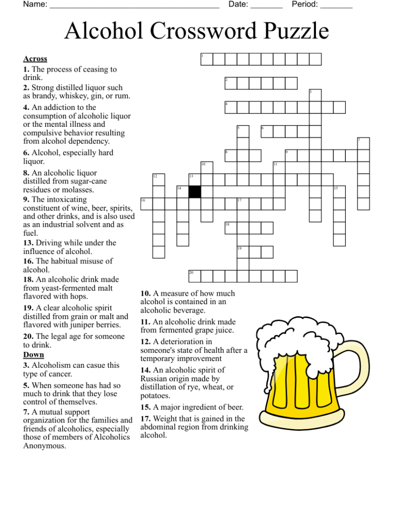 Alcohol Crossword WordMint