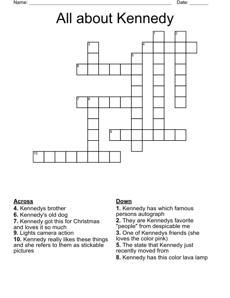 All About Kennedy Crossword WordMint