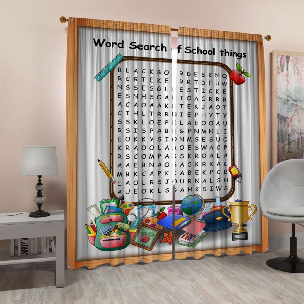 Amazon SeptSonne Kids Room Window Curtain Panels Drapes Crossword 