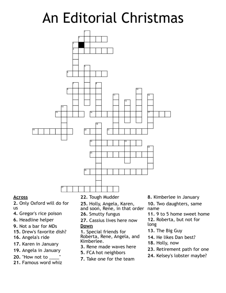 An Editorial Christmas Crossword WordMint