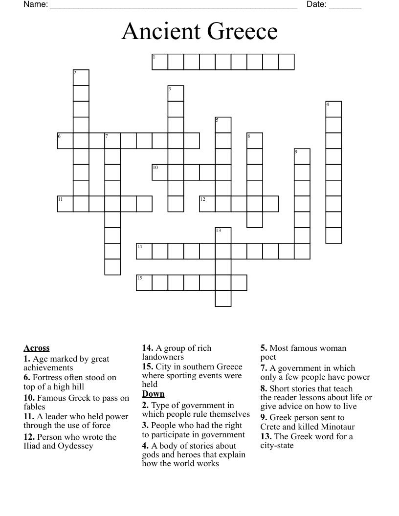 Ancient Greece Crossword WordMint