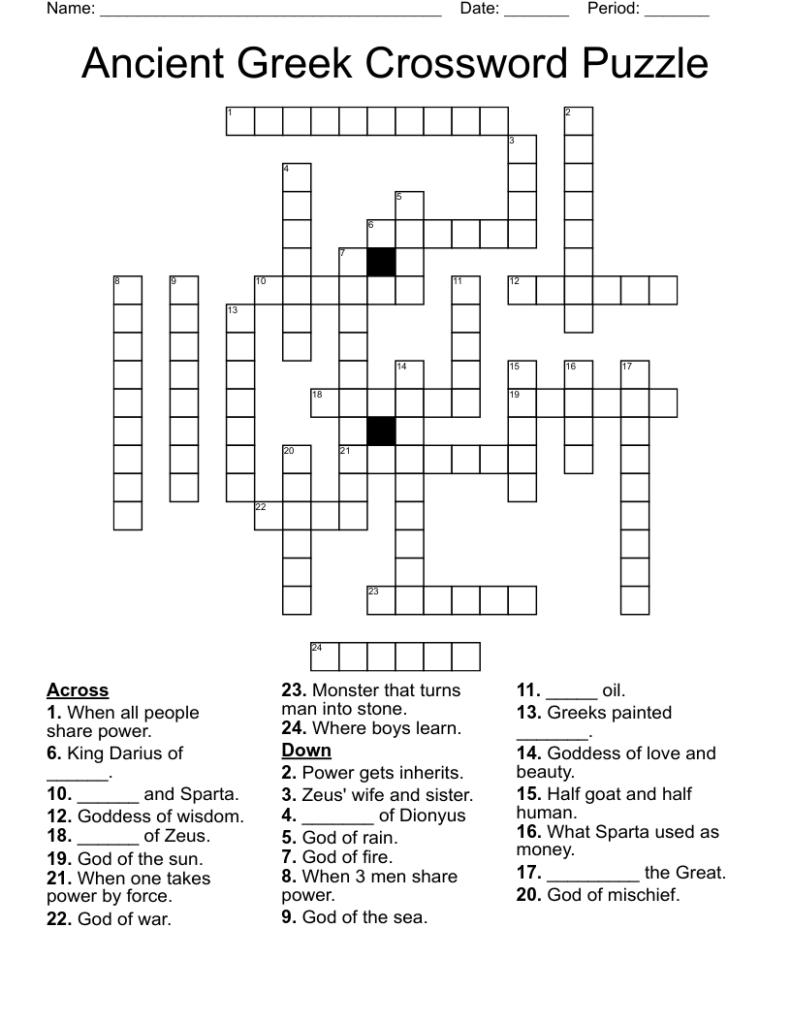 Ancient Greek Crossword Puzzle WordMint