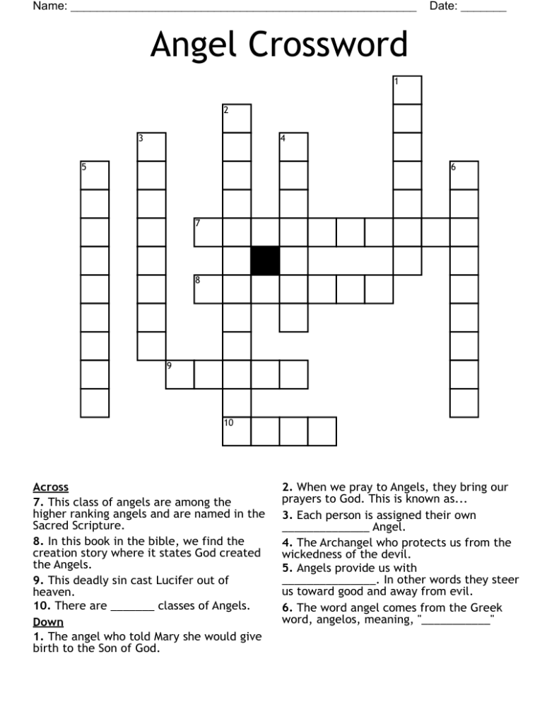 Angel Crossword WordMint