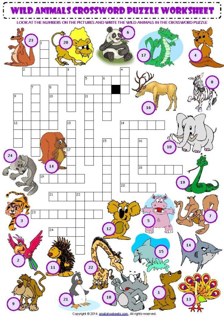 Animal Crossword Puzzle Printable