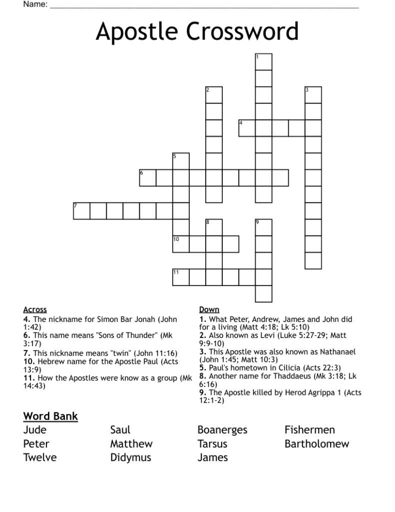 Apostle Crossword WordMint