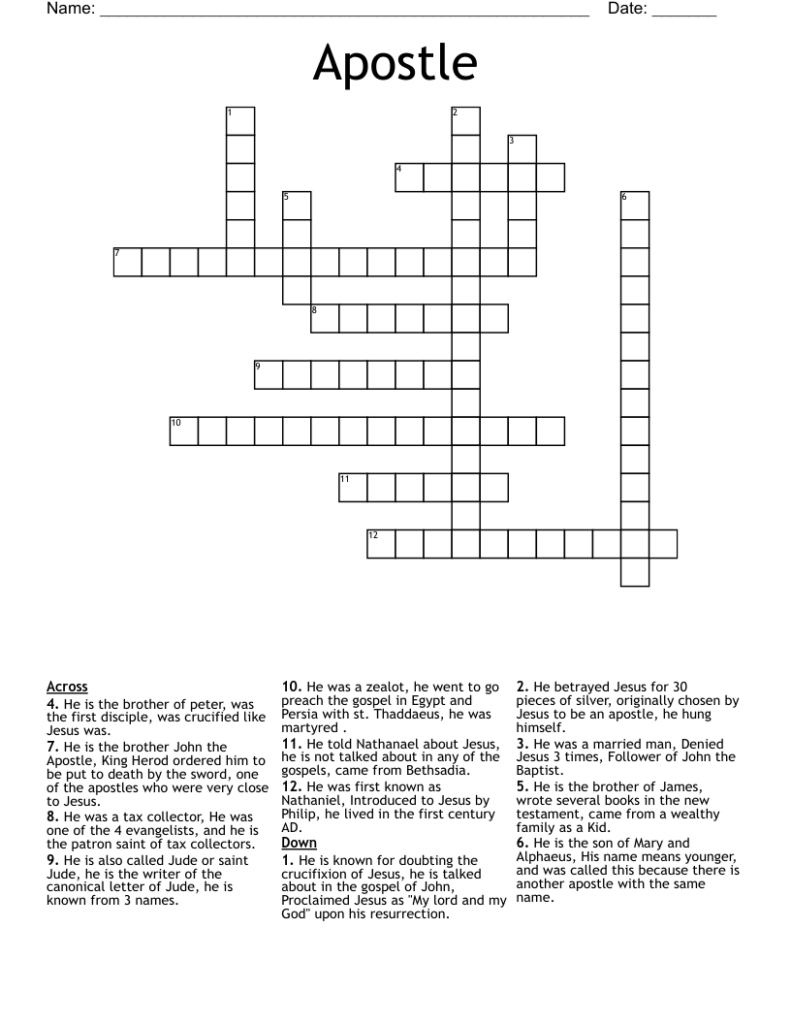 Apostle Crossword WordMint