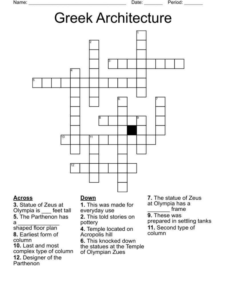 Arch Gothic Architecture Crossword