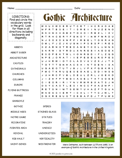 Arch Gothic Architecture Crossword