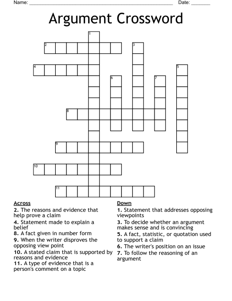 Argument Crossword WordMint