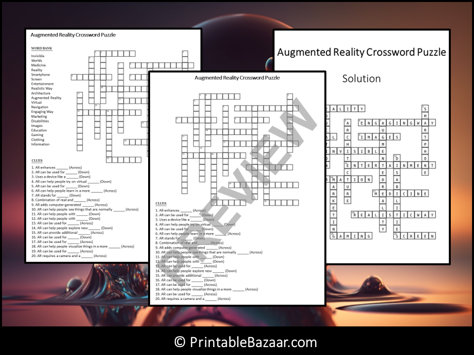 Augmented Reality Crossword Puzzle Worksheet Activity Teaching Resources
