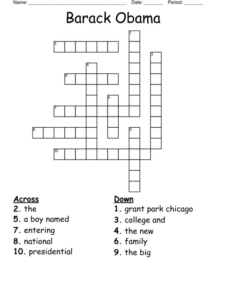 Barack Obama Crossword WordMint