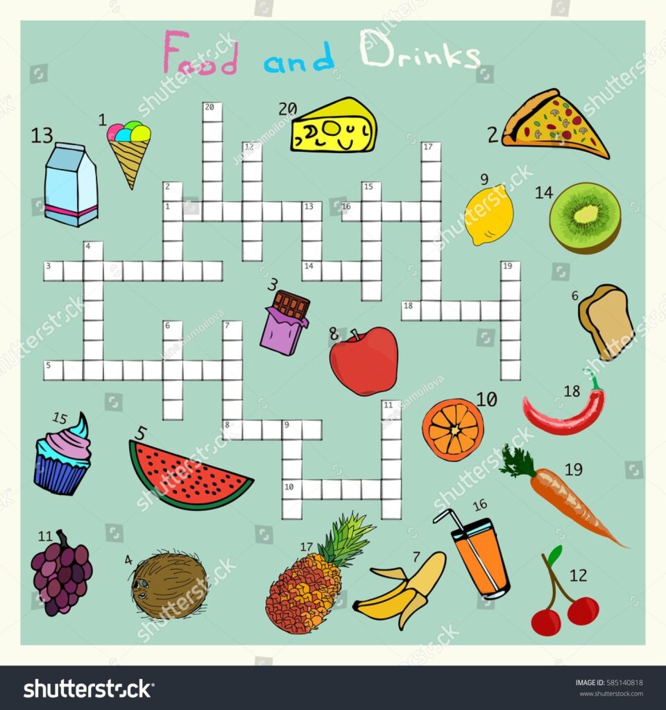 Big Food Drink Crossword Words Game Stock Vector Royalty Free 