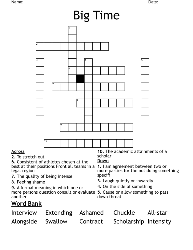 Big Time Crossword WordMint