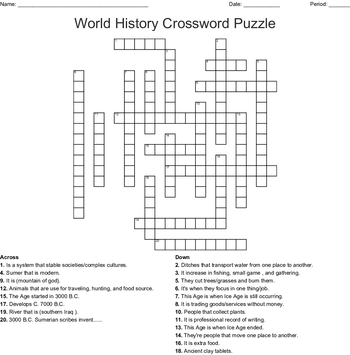 Black History Month Crossword Puzzle Worksheet Woo Jr Kids Emma