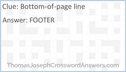 Bottom of page Line Crossword Clue ThomasJosephCrosswordAnswers