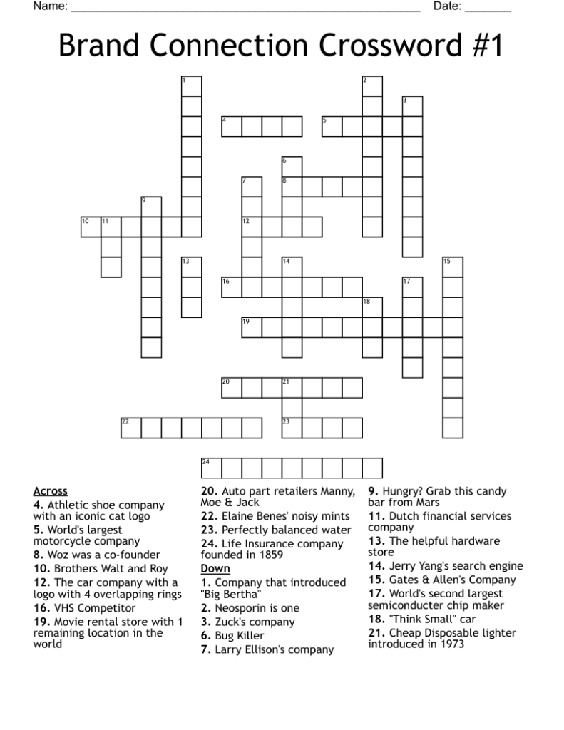 Brand Connection Crossword 1 WordMint