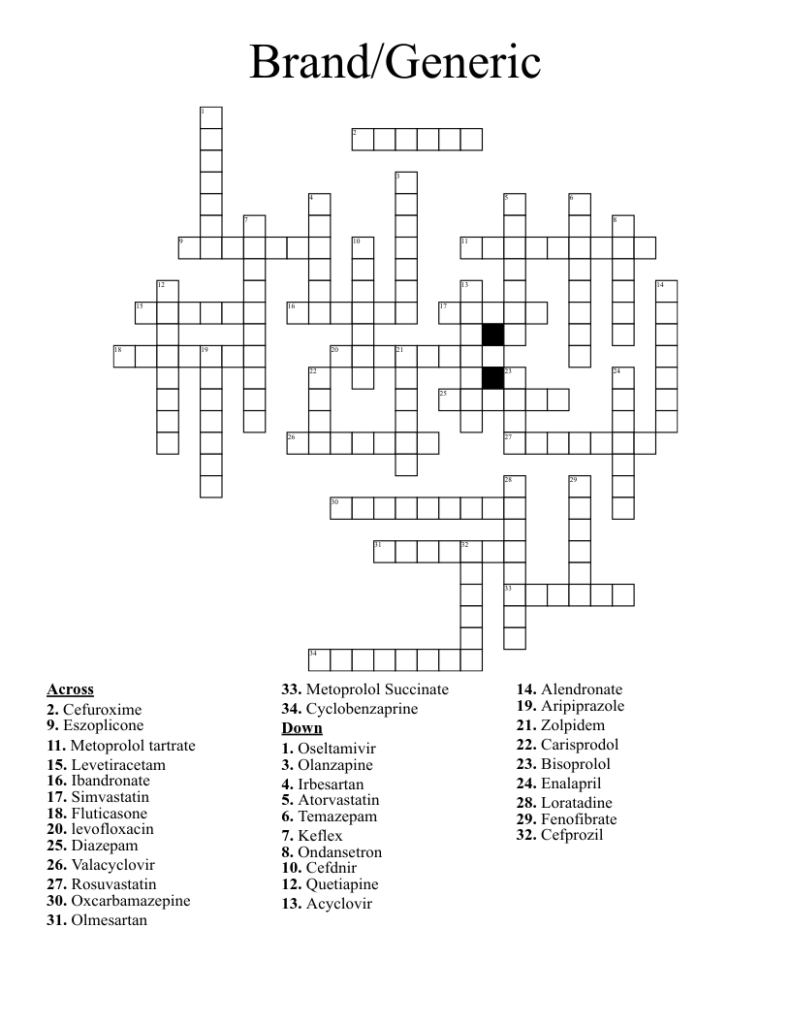 Brand Generic Crossword WordMint