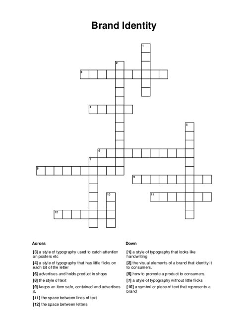 Brand Identity Crossword Puzzle