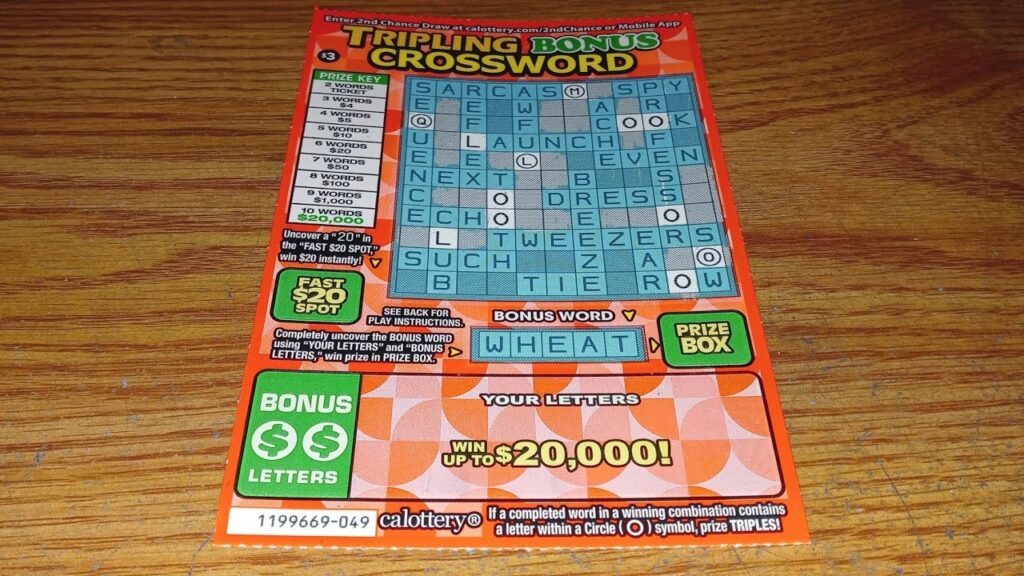 CA Lottery 3 Tripling Bonus Crossword YouTube