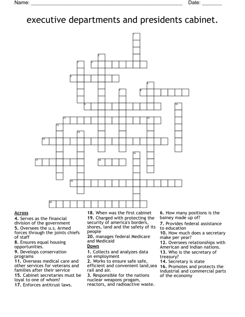 Cabinet Department Crossword Puzzle Clues Www resnooze