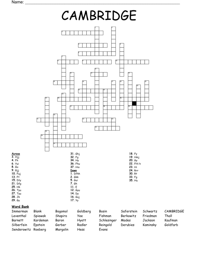 CAMBRIDGE Crossword WordMint