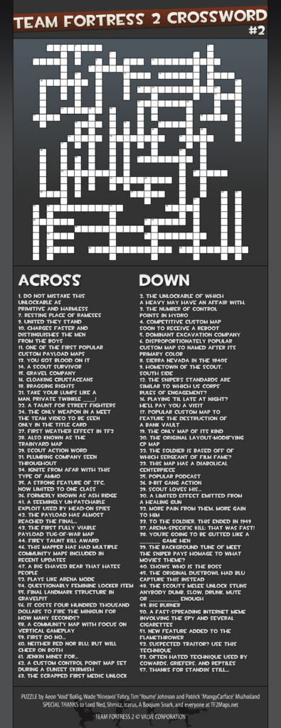 Can YOU Complete The OFFICIALLY Accepted TF2 Crossword Puzzle R tf2