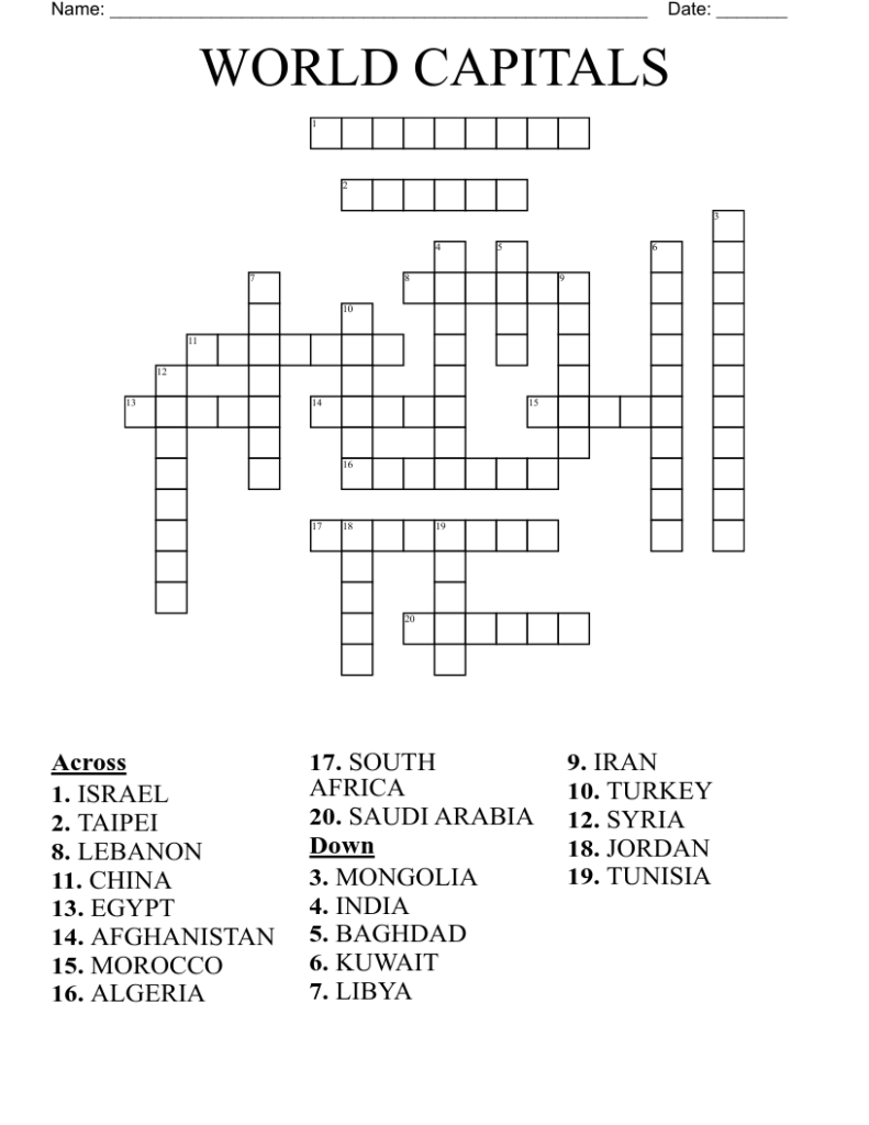 Capital Of Qatar Crossword Prntbl concejomunicipaldechinu gov co