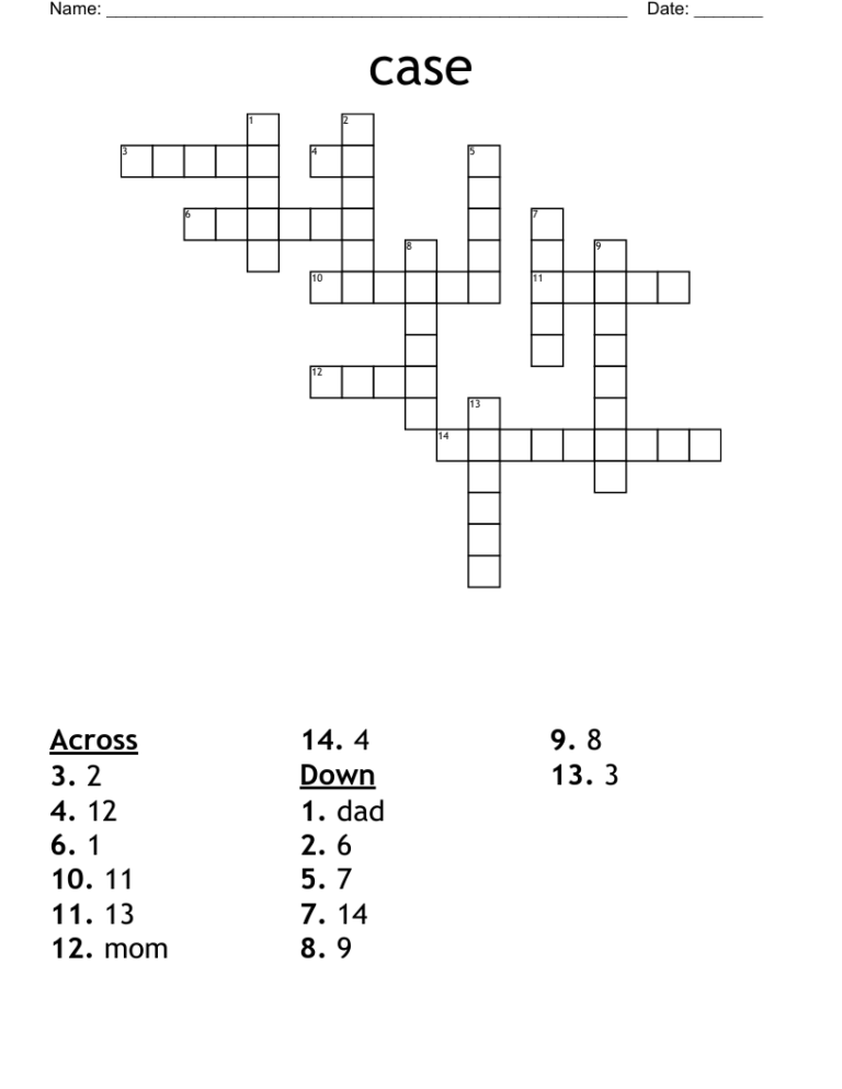 Case Crossword WordMint