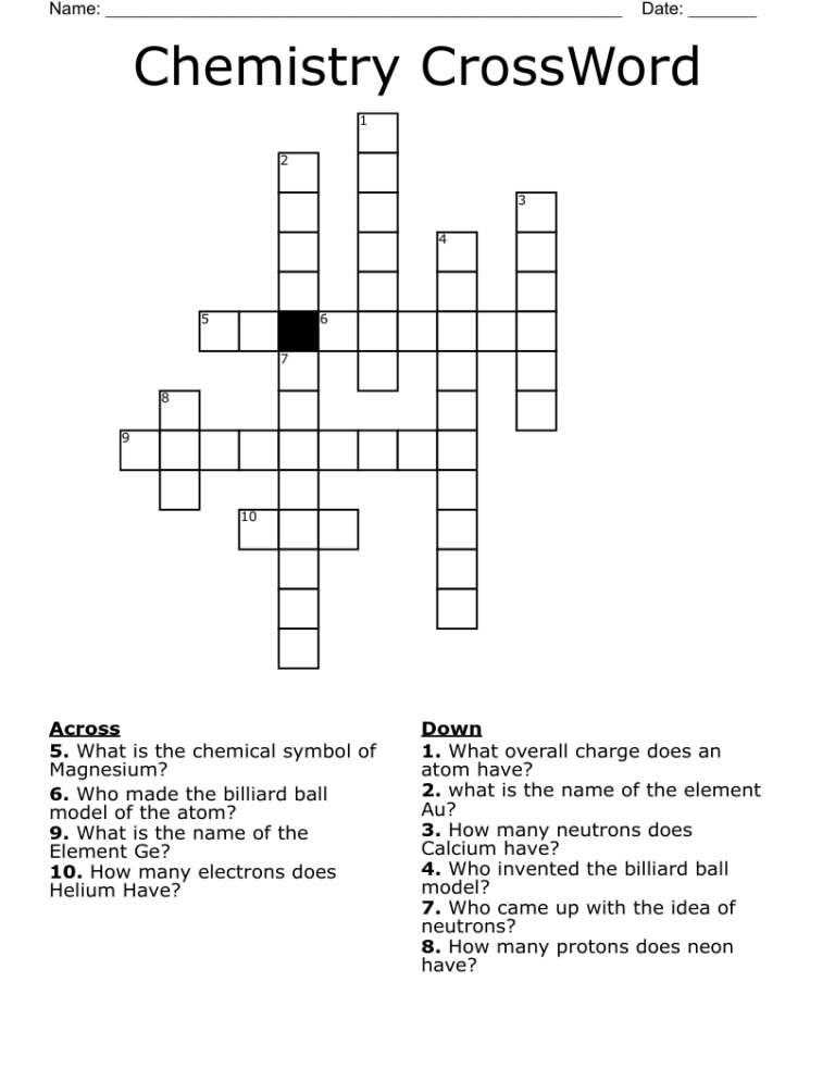 Chemistry CrossWord WordMint