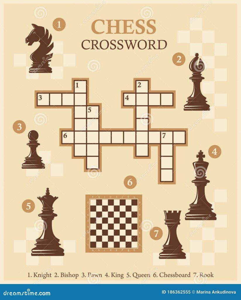 Chess Crossword With Pieces Quiz Vector Illustration Stock Vector 