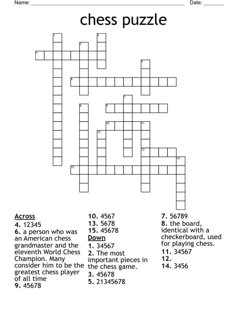 Chess Puzzle Crossword WordMint