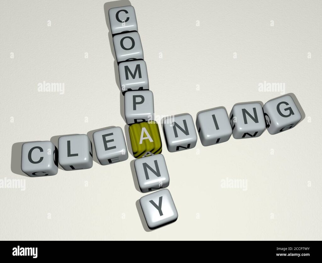 CLEANING COMPANY Crossword By Cubic Dice Letters 3D Illustration Stock 