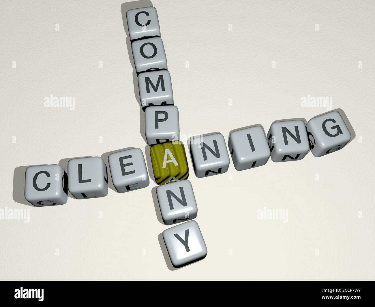 CLEANING COMPANY Crossword By Cubic Dice Letters 3D Illustration Stock