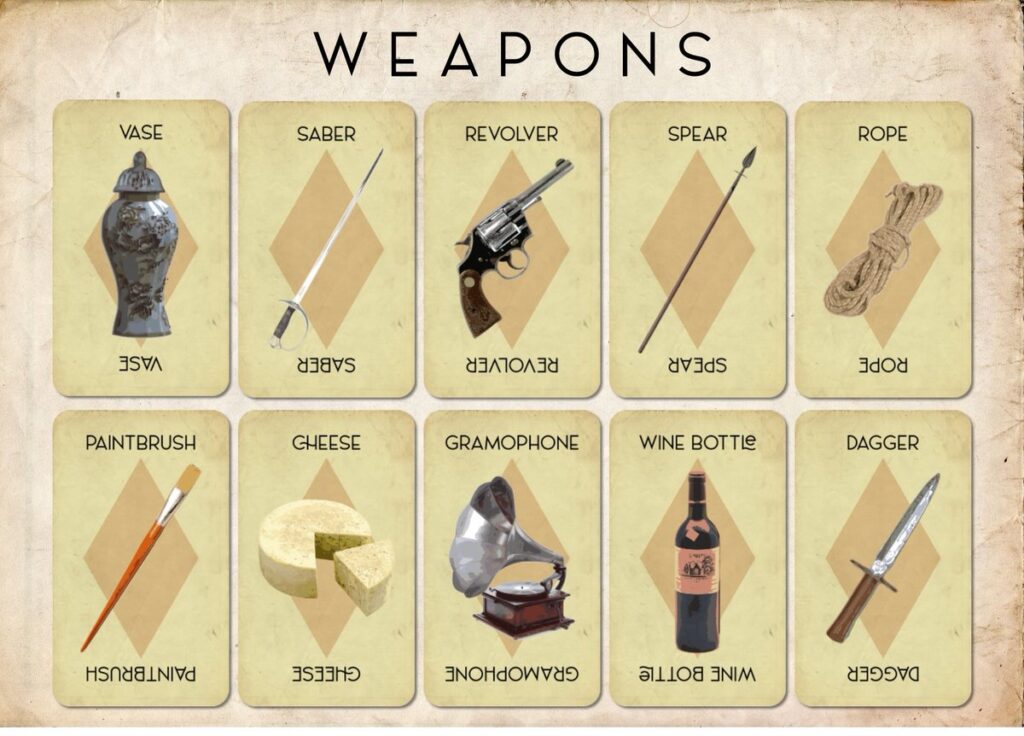 Clue Weapon Cards