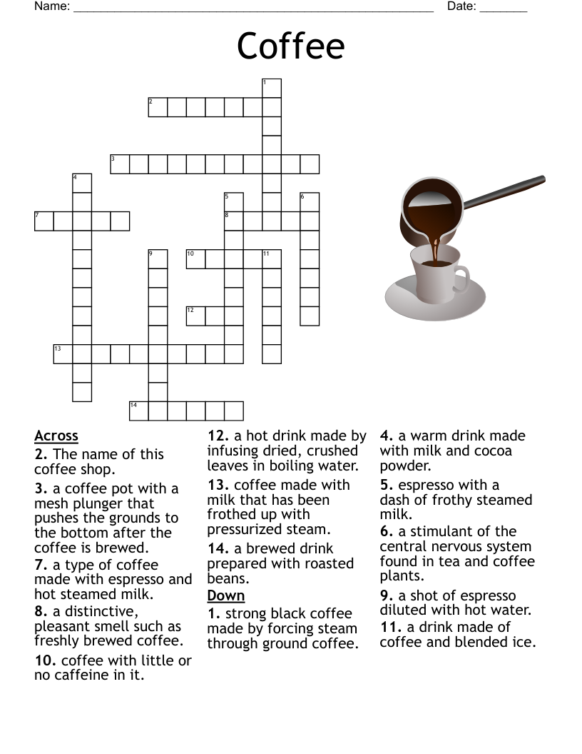 Coffee Bar Order Crossword Puzzle Clue Antionette Rowland