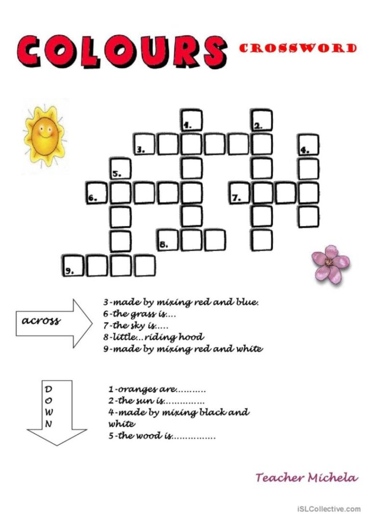 Colours Crossword Read The Clues An English ESL Worksheets Pdf Doc