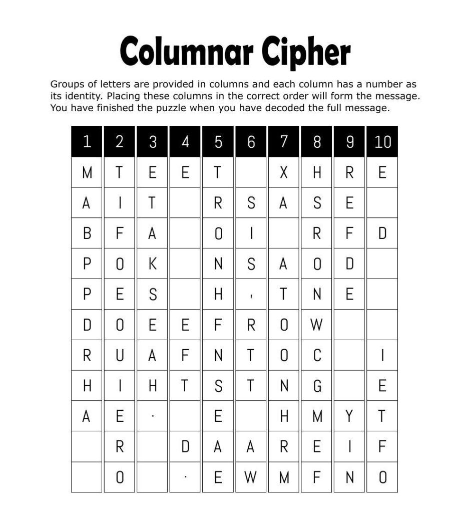 Columnar Groups Of Letters Are Provided In Columns And Each Column Has 